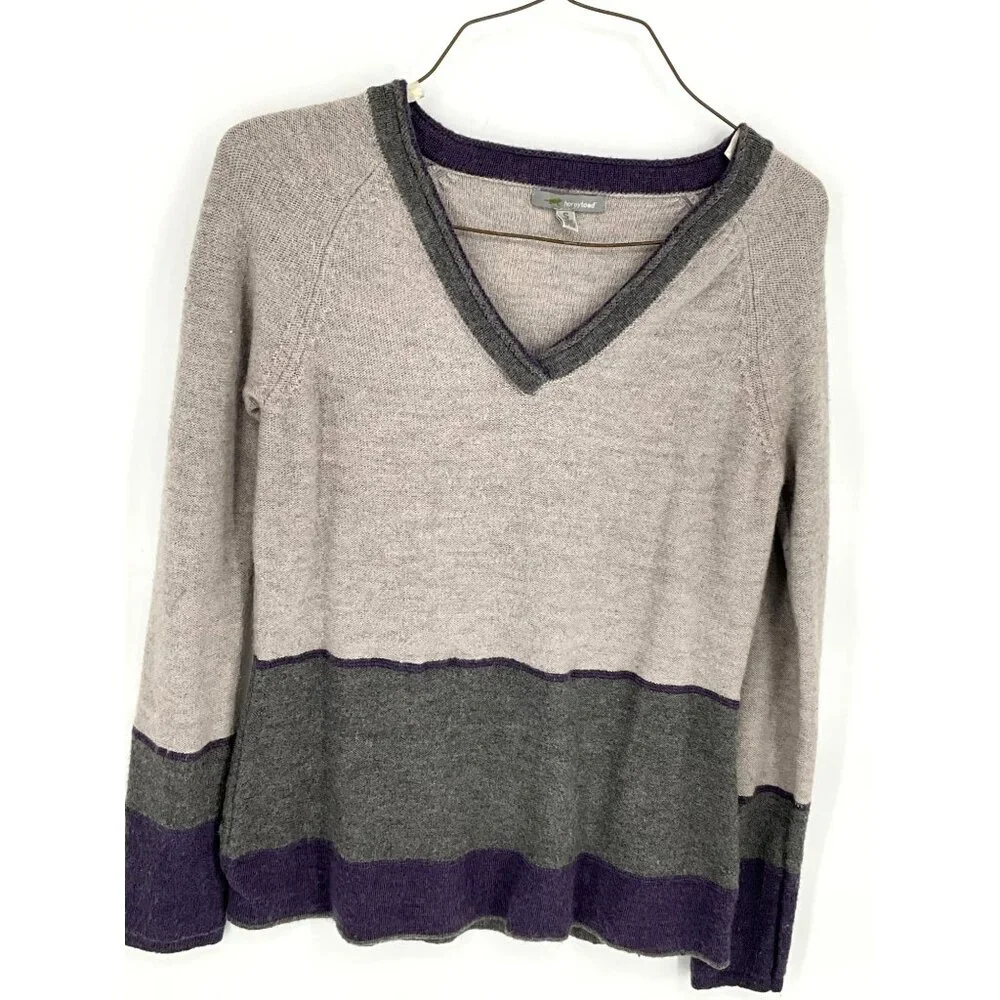 Horny Toad Womens Marled Merino Wool V-Neck Sweater‎ S